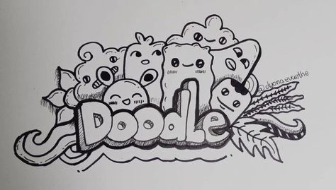 Doodle Art Huruf, Contoh Doodle, Bird Crafts Preschool, Doddle Art, Pencil Drawing Images, Doodle Quotes, Doodles Art, Fashion Illustration Tutorial, Doodle Letters