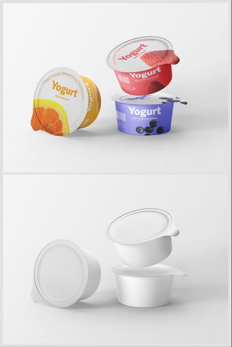 Besides different health benefits, it comes in different shapes of packaging and most brands try to make the packaging more colorful and attractive. Today’s free mockup is Yogurt Cups, this free mockup PSD features three cups of yogurt placed in different compositions. #free #mockup #cup #yogurtcup #branding #packaging #cupmockup #psdtemplate #photoshopmockup #design #print Yogurt Brands, Yogurt Packaging, Food Mockup, Package Mockup, App Design Layout, Free Packaging Mockup, Free Mockup Templates, Free Photo Frames, Yogurt Cups