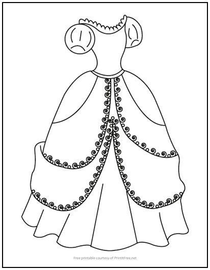 This dress is so pretty, it could’ve belonged to Cinderella herself. Download this FREE printable coloring page – your little fashion designers will enjoy coloring this one over and over! Princess Coloring Sheets, Princess Printables, Fashion Coloring Book, Cinderella Princess, Disney Princess Coloring Pages, Color Sheets, Kid Projects, Flower Drawing Design