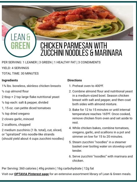 Optavia Chicken Parmesan, Optavia Chicken, Optavia Hacks, Optavia Meals, Fueling Hacks, Lean Protein Meals, Ideal Protein Recipes, Optavia Recipes, Lean And Green