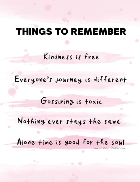 Wonderful reminders for everyone; print them and hang them somewhere for you to remember to stay positive and get everything out of your life. Mental health improvement, graphic design, pastel colors, pink, blue, purple. Self love | Self care | compassion | kindness | Inner child | Positive quotes | Mindset is key | Be happier | #mentalhealth #mindset #positivity #positivevibes #graphicdesign Developement Personnel, Kindness Is Free, Gratitude Challenge, Motivation Positive, Things To Remember, Rose Pastel, Health Quotes, Self Love Quotes, Life Advice