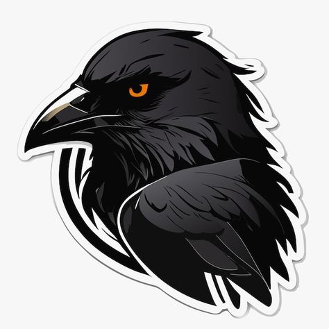 Black crow bird cartoon sticker | Premium Vector #Freepik #vector #raven #raven-logo Crow Cartoon Drawing, Crow Logo Design, Raven Cartoon, Crow Vector, Raven Vector, Crow Sticker, Crow Logo, Logo Club, Bird Cartoon