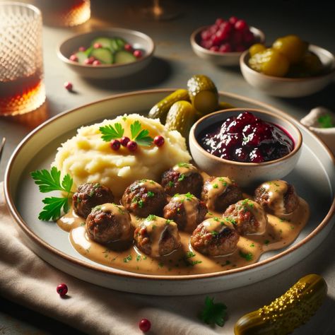 Scandinavian Food Recipes, Meatballs Photography, Sweedish Meatball, Authentic Swedish Meatballs, Swedish Lifestyle, Traditional Swedish Meatballs, Danish Meatballs, Seasoned Green Beans, Savory Meatballs