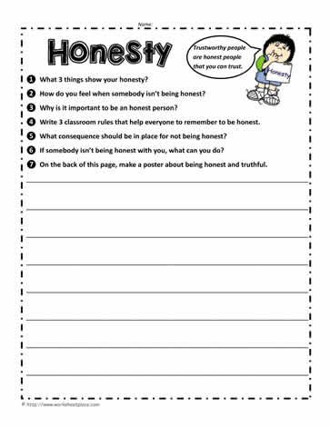 Honesty Worksheet Honesty Worksheets Free Printable, Lying Worksheets For Kids, Honesty Worksheets For Kids, Honesty Worksheet, Honesty Activities For Kids, Honesty Activities, Behavior Worksheets, Honesty Lesson, Worksheets For Elementary Students