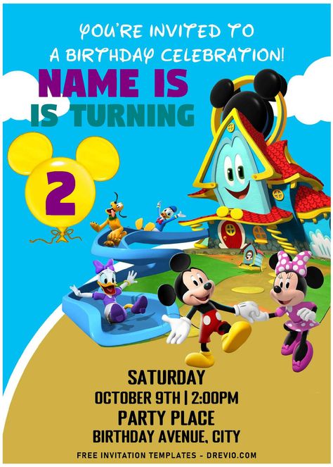 Mickey And Minnie Birthday Party Invites, Mickey Mouse Funhouse Birthday Party, Mickey Mouse 3rd Birthday Invitations, Mickey Mouse Digital Invitations, Mickey Mouse Funhouse Birthday, Mickey And Friends Invitations, Mickey Funhouse Birthday, Mickey Mouse Clubhouse Invitations, Mickey Mouse Birthday Invitations