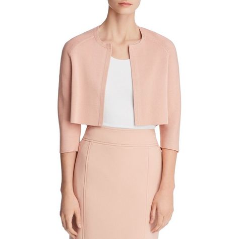 Boss Fatilde Cropped Bolero Jacket ($225) ❤ liked on Polyvore featuring outerwear, jackets, light pastel pink, pink cropped jacket, pink bolero jacket, cropped bolero, pastel jacket and cropped bolero jacket Pastel Pink Jacket, Pink Cropped Jacket, Pink Bolero, Pastel Jacket, Light Pastel Pink, Bolero Jacket, Pink Jacket, Cropped Jacket, Petite Outfits