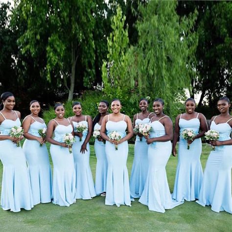 Light Sky Blue Bridesmaid Dress Spaghetti Straps Mermaid Style Simple Wedding Party Dress Elastic Satin Long Maid Of Honor Dress _ - AliExpress Mobile Simple Wedding Party Dress, Simple Wedding Party, Boho Mermaid, Sky Blue Bridesmaid Dresses, Mermaid Bridesmaid, Train Wedding, Maid Of Honour Dresses, Blue Bridesmaid Dress, Light Sky Blue