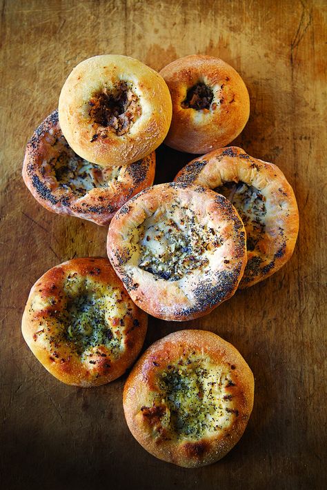 Bialys | Saveur Savory Brioche, Savory Buns, Bialy Recipe, Savory Donuts Recipe, Cheese Guide, Baking Savory, Tiny Bakery, Homemade Staples, Bread Ideas