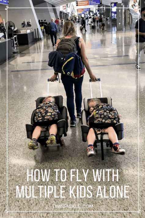 How to Fly with Multiple Kids Alone Traveling With Carseat Planes, Traveling With Twins, Flying With Carseat, Travel Stroller Airplane, Toddler Airplane Travel, Traveling With Toddlers On A Plane, Toddler Plane Activities, Airplane Travel With Kids, Best Toddler Apps