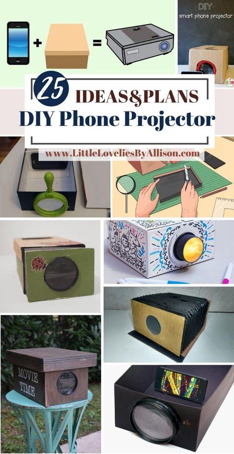 Diy Phone Projector How To Make, How To Make A Homemade Projector, Diy Movie Projector, Diy Phone Projector, Homemade Projector, Diy Projector Screen, Cell Phone Projector, Mobile Projector, Diy Phone Stand