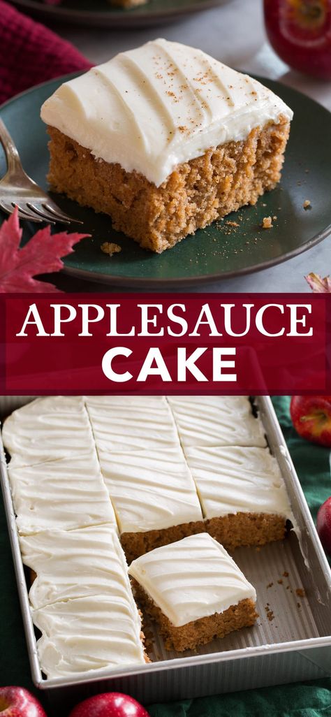 Super Moist Carrot Cake, Applesauce Spice Cake, Applesauce Cake Recipe, Autumn Spices, Spice Cake Recipes, Apple Sauce Recipes, Applesauce Cake, Moist Cake, Fall Cakes