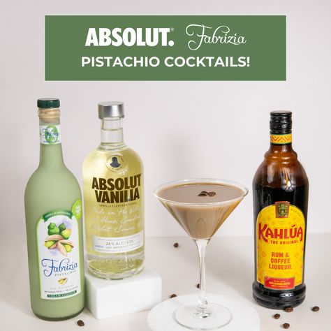 Delicious Pistachio Cocktails Made with Absolut Vanilla Vodka! - Fabrizia Spirits Pistachio Martini, Absolut Vanilla, Vanilla Vodka, Baking Company, Flavored Drinks, Espresso Martini, Cocktail Making, Cold Brew Coffee, Coffee Flavor