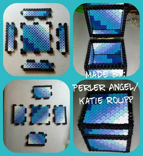 3d Perler Box Perler Bead Box Pattern, 3d Perler Bead Patterns Easy, Perler 3d, Perler Pattern, Easy Perler Bead Patterns, Piskel Art, Diy Jul, Melty Bead Patterns, Pearl Beads Pattern