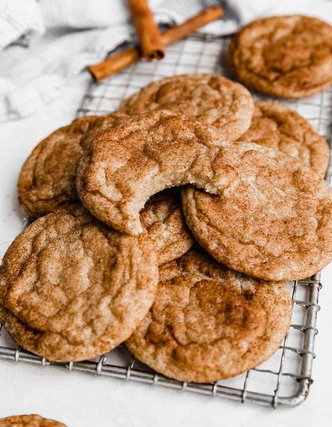 These Snickerdoodle Cookies are made with cream of tartar for a classic snickerdoodle cookie! They are easy to make, coated in a cinnamon sugar mixture, and are oh so soft! Snickerdoodle Cookies Sallys Baking, Soft Baked Snickerdoodle Cookies, Best Ever Snickerdoodle Cookies, Moist Snickerdoodle Cookies, Snickerdoodle Cookies Small Batch, Sinkerdoodle Cookies Recipe, Crumbl Snickerdoodle Recipe, Snickerdoodle Cookies No Cream Of Tartar, Dairy Free Snickerdoodles