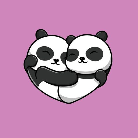 Cute Panda Couple Love Cartoon Vector Icon Illustration. Animal Icon Concept Isolated Premium Vector. Flat Cartoon Style Cute Panda Couple, Panda Couple, Panda Painting, Love Cartoon, Panda Mignon, Panda Lindo, Love Cartoon Couple, Panda Art, Animal Icon