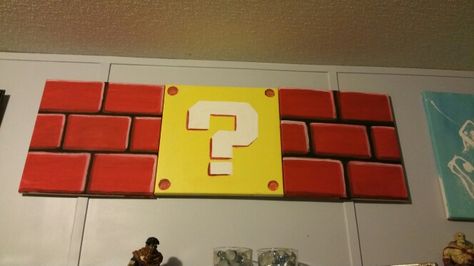 Mario brick canvases 12" x 12" canvases hand painted for any custom mario scene  Get your own custom piece here https://www.etsy.com/shop/NorthEastKustoms Gaming decor perfect for any gamer or mancave Playstation Xbox Xbox360 ps3 ps4 Nintendo Wii nes Sony sega Mario Bros Painting Canvas, Video Game Painting Canvas, Mario Art Painting, Nintendo Painting Ideas, Fortnite Painting Canvas, Mario Acrylic Painting, Nerdy Painting Ideas, Mario Painting Ideas, Mario Painting Canvases