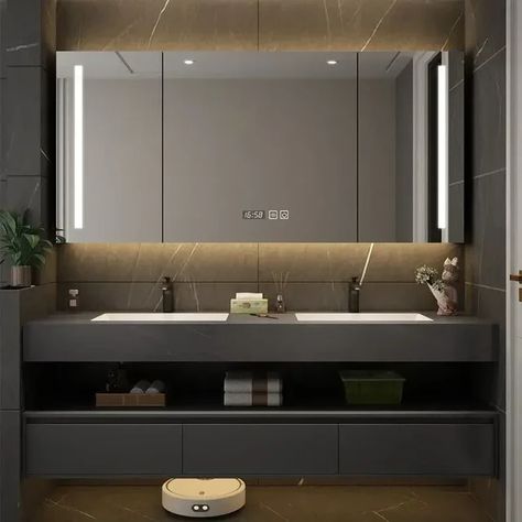 Bathroom Cabinets Modern Minimalist Bathroom Vanity Cabinet with Sink Slate Integrated Seamless Washbasin Mirror Cabinet - AliExpress Bathroom Cabinets Modern, Modern Minimalist Bathroom, Cabinet With Sink, Basin Bathroom, Bathroom Vanity Cabinet, Smart Mirror, Solid Wood Cabinets, Ceramic Basin, Mirror Cabinet