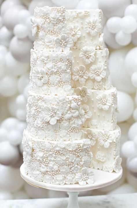 pearl wedding cake, wedding cake, wedding cake ideas, pearl wedding cake, pearl embellishment cake, wedding cakes with pearls, cake with pearls, cake with pearls and flowers, edible pearls wedding cake, latest wedding cake gallery Pearl Wedding Cakes, Wedding Cake Icing, Cake Texture, Wedding Cake Pearls, Pearl Cake, Edible Pearls, Cake Decorating Set, Cupcake Decoration, The Wedding Cake