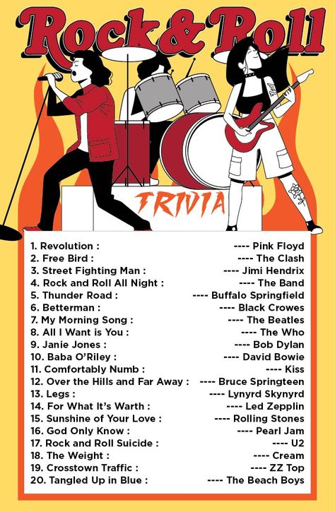 Rock And Roll Activities, 50s Trivia, Rock And Roll Christmas, Rock And Roll Songs, Trivia Board, Rock Star Theme, Saddle Club, Sunshine Of Your Love, Rock And Roll Birthday