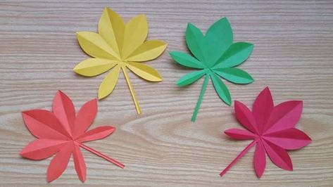 Autumn Leaves Paper, Spring Kids Art, Leaf Cutout, Strawberry Leaves, Autumn Paper, Simple Leaf, Spring Kids, Pumpkin Leaves, Paper Leaves