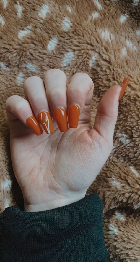 Burnt Orange Western Nails, Western Nails Orange, Rustic Orange Nails, Country Acrylic Nails, Rodeo Nails, Cowboy Nails, Orange Acrylic Nails, Year Nails, Western Nails