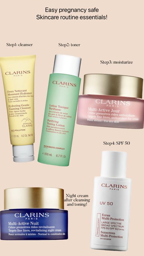 A flat lay of the pregnancy safe skincare routine from clairons Canada. This is great routine for combination and dry skin type. Moisturizer For Glowing Skin, Night Moisturizer, Safe Skincare, Pregnancy Safe Products, For Glowing Skin, Simply The Best, Lack Of Sleep, Night Cream, Combination Skin