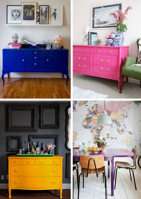 Decorating Your Home With Bold Colors | Home Inspiration | Midwest is Home Blog Bright Bedroom Furniture, Bold Color Furniture, Bright Color Furniture, Bold Furniture Colors, Bright Furniture Painted, Funky Painted Furniture Bright Colors, Brightly Painted Furniture, Home Modern Interior, Bright Colored Furniture