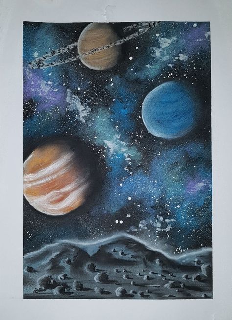 Planet Drawing Art Universe, Paintings Of Space, Math Mural, Galaxy Planet Painting, Planet Drawing Art, Universe Drawing Ideas, Space Art Ideas, Drawing Planets, Planets Painting