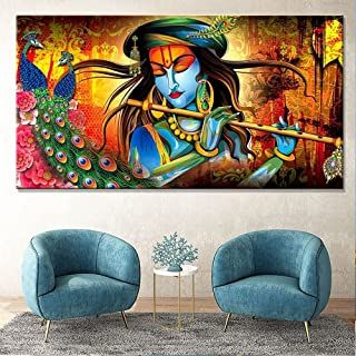 Painting Krishna, गणेश वॉलपेपर, Outdoor Artwork, Paintings For Living Room, Horizontal Wall Art, Painting For Living Room, Sri Krishna, Art Deco Wall, Krishna Radha