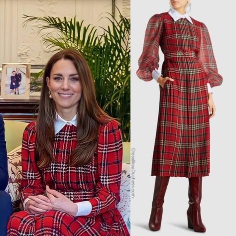 Tartan Dress Outfit, Burns Night Dress, Red Tartan Dress, Tartan Plaid Dress, Outfit Inspiration Women, Kate Middleton Outfits, Burns Night, Tartan Dress, Plaid Dress Shirt