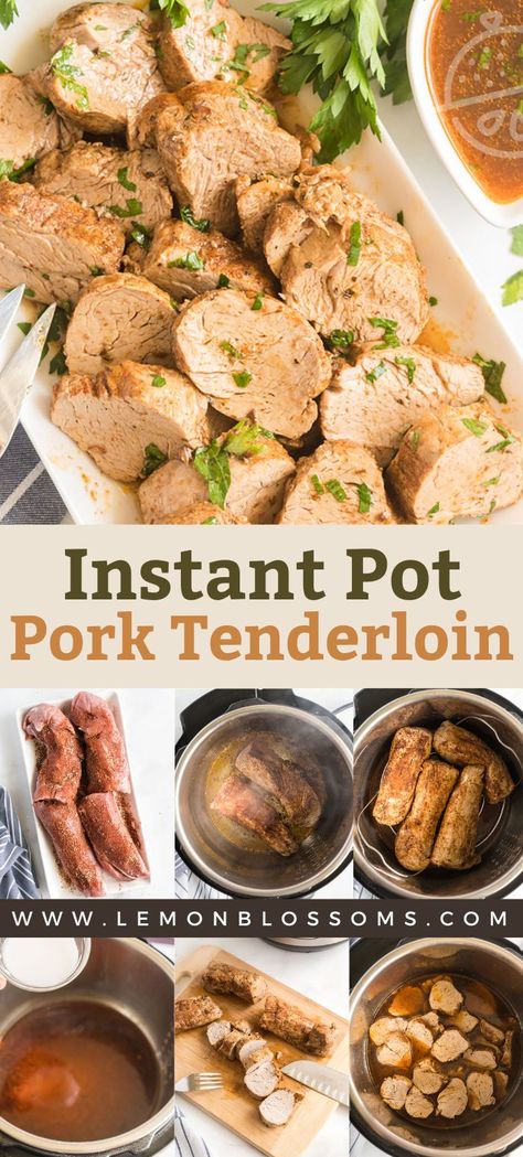 This easy Instant Pot Pork tenderloin recipe makes incredibly juicy and perfectly seasoned pork tenderloin that's served with a flavor-packed gravy. Pressure cooking pork tenderloin guarantees juicy, tender meat every single time! And you'll have a delicious meal ready in under an hour! Instant Pot Pork Tenderloin Recipe, Instant Pot Pork Tenderloin, Easy Pork Tenderloin, Apple Pork Tenderloin, Juicy Pork Tenderloin, Paleo Pork, Pot Dinners, Instant Pot Pork, Tenderloin Recipes