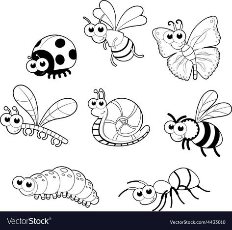 Snail Vector, Insect Clipart, Camping Coloring Pages, Clipart Black And White, Bugs And Insects, Animal Coloring Pages, Animal Party, Kids Art Projects, Drawing For Kids