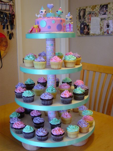 Littlest Pet Shop Cupcake Tower | by Cupcakes by Nicole Lps Birthday Party Ideas, Littlest Pet Shop Party, Littlest Pet Shop Birthday Party, Lps Cakes, Bake A Cake, 9th Birthday Parties, Cupcake Tower, I Wish I Was, Diy Birthday Party