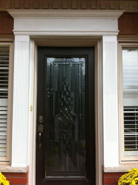 Exterior Door Surround Colonial Front Door Trim, Front Door Trim Exterior, Colonial Front Door, Front Door Molding, Exterior Door Frame, Exterior Door Trim, Exterior Entryway, Colonial Door, Shutter Ideas