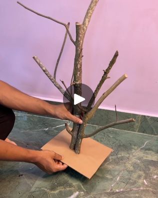 Tree Branch Craft Idea _ Lantren Light DIY | Tree Branch Craft Idea _ Lantren Light DIY #crafts #diy #lantren #recycling | By Deep's CRAFTFacebook Tree Branch Art Projects, Diy Lighted Tree Branches, Diy Twig Tree, Tree Branch Crafts Diy, Tree Branch Decor Diy, Diy Tree Branch, Tree Branch Crafts, Lighted Tree Branches, Tree Branch Decor