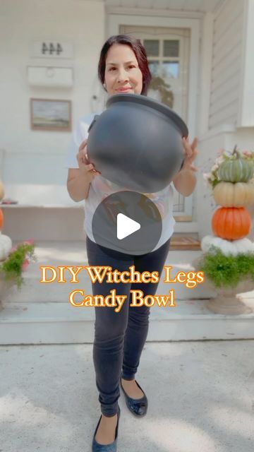 Cynthia Villegas | Affordable Home Decor & DIYS on Instagram: "DIY Cauldron Candy Bowl Idea.
.
How Perfect would this be for your trick-or-treaters or for your Halloween party ?.
.
I picked up this large cauldron from at Michael’s last year never used it so I thought why not use it this year for a candy bowl but let’s spruce it up and add some which is like for fun .
.
.
Will need two large towels to pull noodles some black boots you can thrift them I had these .
.
Later, I will show you how I actually made them look like a witches boot. I used hint some tape, but I will show you that next time, but it’s so fun to create, which is boots as well. .
.
.
I also drilled two holes and that’s where I placed the wooden dowels so we can hold the witches leg and the culture together .
.
Now the las Large Diy Halloween Decorations, Diy Halloween Candy Bowl, Diy Cauldron, Large Cauldron, Diy Halloween Candy, Halloween Candy Bowl, Halloween Outside, Halloween Wood Crafts, Halloween Front Porch Decor