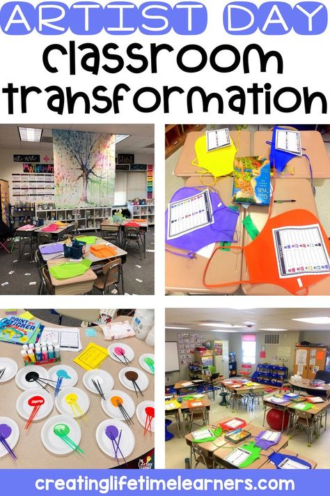 Check out this fun artist classroom transformation theme for elementary students in first, second, third, fourth, fifth grade. This artist or designer room transformation will set the stage to engage and is stress-free! It's a worksheet or escape room alternative, and can be used in small groups or partners. 1st, 2nd, 3rd, 4th, 5th graders enjoy classroom transformation ideas. Digital and printables for kids (Year 1,2,3,4,5) #setthestagetoengage #classroomtransformation #mathactivities Classroom Transformation Ideas, 5th Grade Writing, First Second Third, Classroom Transformation, Math Challenge, Printables For Kids, Sped Teacher, 2nd Grade Classroom, First Grade Reading