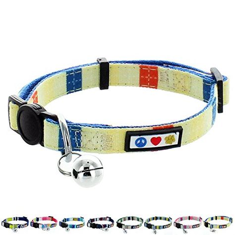 Pawtitas Polyester Cat Collar YellowBlueOrange * See this great product. (This is an affiliate link and I receive a commission for the sales) Pet Training Puppies, Kitten Collar, Kitten Collars, Senior Cat, Cat Fashion, Purple Cat, Yellow Cat, Unique Cats, Cat Accessories