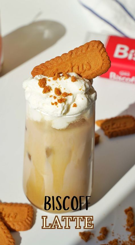 gluten free peach cobbler Biscoff Latte, Iced Latte Recipe, Vegan Whipped Cream, Biscoff Spread, Creamy Coffee, Vanilla Syrup, Crunchy Cookies, Coconut Whipped Cream, Latte Recipe