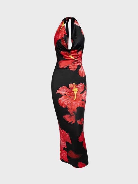 Affordable price buy Dresses on Kollyy, SPU: 48Q1JDR5A57E0, Color: Black Pink, Thickness:Regular, Style:Lady Romance. Colorful Dresses Aesthetic, Summer Outfits For Ladies, Summer Dress Ideas, Black Dress Midi, Red Flower Dress, Tropical Dresses, Date Dress, Diy Vetement, Outfit Invierno