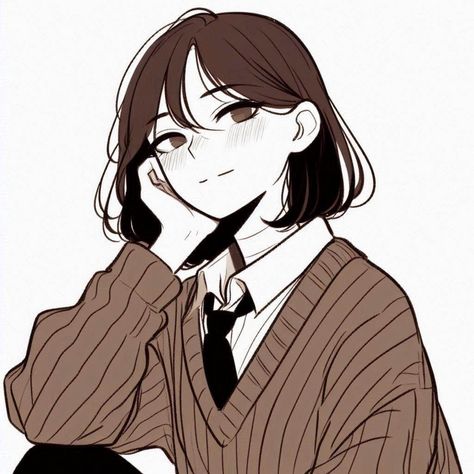 Anime Women With Short Hair, Short Hair Anime Female, Short Hair Pfp, Short Hair Drawing, Pet Logo Design, Anime Cover Photo, Ghibli Art, Portrait Sketches, Anime Monochrome