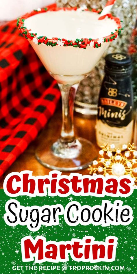 Sugar Cookie Martini Whipped Cream Vodka Recipes, Cookie Martini Recipe, Sugar Cookie Martini Recipe, Sugar Cookie Martini, Cookie Martini, Baileys Cocktails, Christmas Martini, Whipped Vodka, Holiday Sugar Cookies