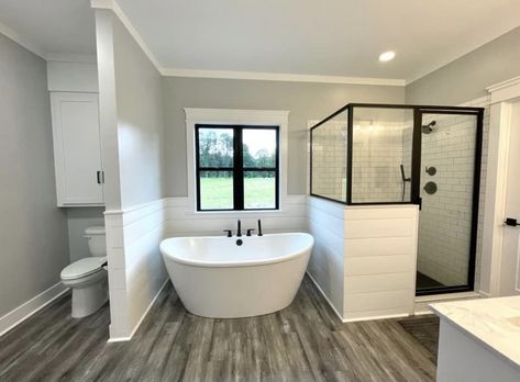 Small Square Master Bath, Master Bath With Laundry, Large Bathroom Ideas, Lighting Bathroom Vanity, Decorating Bathrooms, Bathroom Ideas With Tub, Luxury Bathroom Design, Remodeling Bathroom, Full Bathroom Remodel