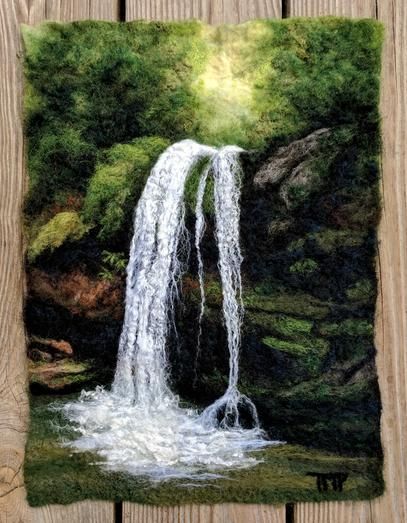 Felted landscapes for sale Art Fibres Textiles, Simpul Makrame, Canvas Painting For Beginners, Landscape Art Quilts, Weaving Loom Projects, Needle Felting Diy, Wool Felt Projects, Weaving Wall Hanging, Canvas For Beginners