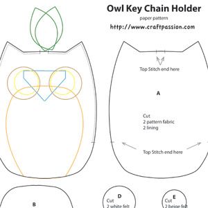 Sewing: Owl Key Chain Holder With Pattern & Tutorial | Free Pattern & Tutorial at CraftPassion.com Felt Keyring, Keychain Pouch, Owl Keychain, Felt Crafts Patterns, Pouch Sewing, Free Sewing Pattern, Owl Crafts, Key Chain Holder, Felt Pattern