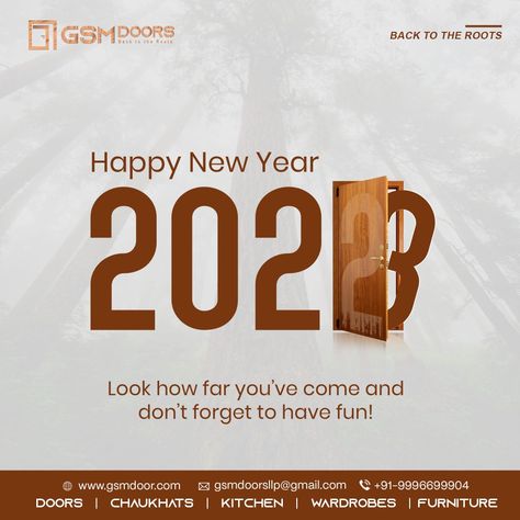 This new year, let’s open doors to a bright and prosperous future. GSM Doors wishes everyone a 𝐇𝐚𝐩𝐩𝐲 𝐍𝐞𝐰 𝐘𝐞𝐚𝐫 𝟐𝟎𝟐𝟑. #GSMDoors #HappyNewYear #HappyNewYear2023 #NewYear2023 #NewYearResolutions #NewYearNewMe #NewYearNewBeginning #NewYearCelebration #NewYearEve New Year Creative Ads Design 2025, New Year Poster Design Ideas 2025, Happy New Year Poster Design Ideas 2025, New Year Social Media Post Design, Happy New Year Creative Ads, Happy New Year Creative Post, New Year Creative Ads, New Year Ads, Restaurant Creatives