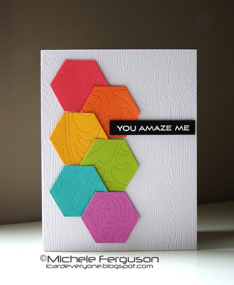 I Card Everyone : Just for fun ... Inspirational Quotes Cards, Paper Projects Diy, Hexagon Cards, Card Decoration, Homemade Birthday Cards, Rainbow Card, Paper Crafts Origami, Quote Cards, Decorative Paper