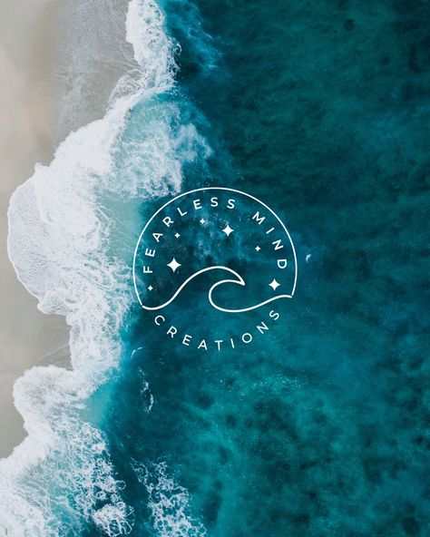 Custom logo design by Here and There Web Studio. Ocean themed. #brandingdesign #logodesign Wave Logo Aesthetic, Wave Logo Design Inspiration, Combination Logo Design Inspiration, Mindful Logo Design, Surf Logo Design Ideas, Ocean Logo Design Ideas, Sea Logo Design Ideas, Beach Logo Design Ideas, Resin Art Logo