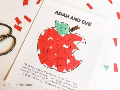 Adam And Eve Apple, Eve Story, Adam And Eve Craft, Adam And Eve Story, Adam And Eve Bible, Eve Apple, Toddler Sunday School, Apple Template, September Crafts