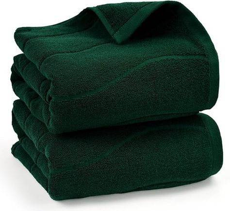 Amazon.com: Bath Towels Set of 2 in Forest Green (Wavy Striped Jacquard), 100% Cotton, 27.5” x 55”, Quick Dry Towel for Bathroom Pool Gym : Home & Kitchen Bathroom Pool, Green Bath Towels, Soft Bath Towels, Green Blanket, Fluffy Towels, Cozy Wrap, Green Towels, Shower Towel, Quick Dry Towel